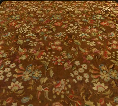 High quality Early 20th Century French Aubusson Brown Size Adjusted Rug