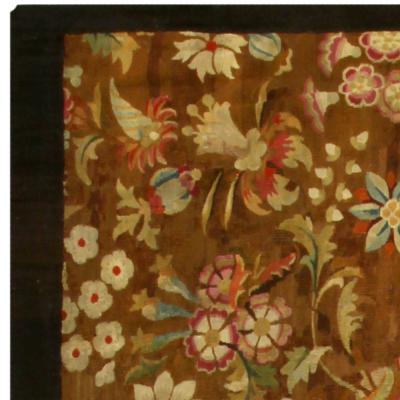 High quality Early 20th Century French Aubusson Brown Size Adjusted Rug