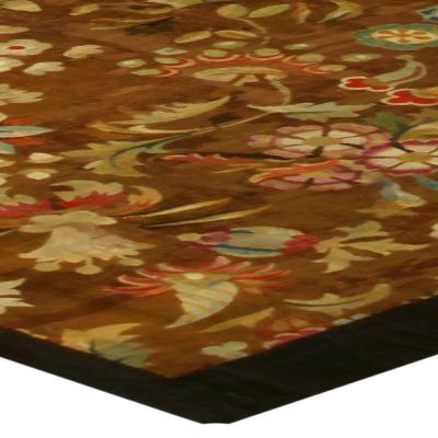 High quality Early 20th Century French Aubusson Brown Size Adjusted Rug