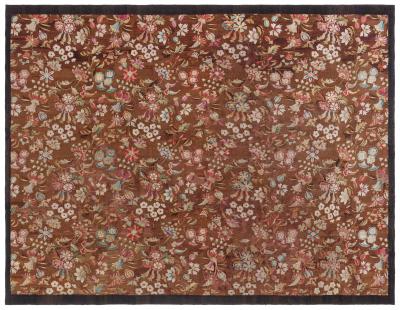 High quality Early 20th Century French Aubusson Brown Size Adjusted Rug