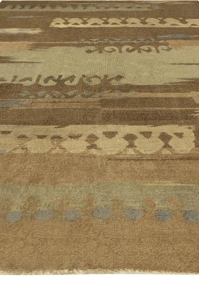 High quality French Art Deco Brown Handmade Wool Rug