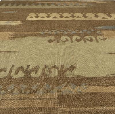 High quality French Art Deco Brown Handmade Wool Rug