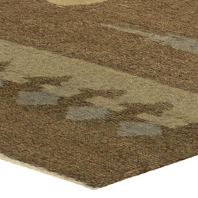 High quality French Art Deco Brown Handmade Wool Rug