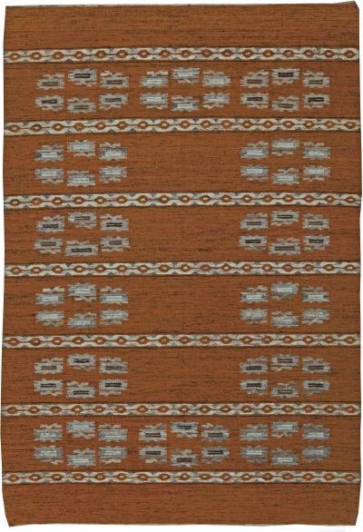 High quality Mid 20th century Swedish Brown Flat Weave Wool Rug