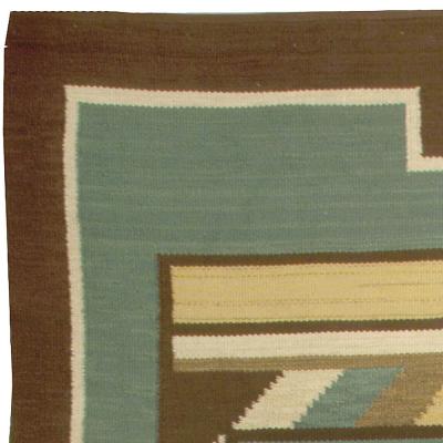High quality Mid 20th century Swedish Green Handmade Wool Rug