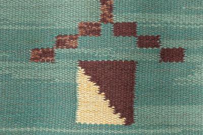 High quality Mid 20th century Swedish Green Handmade Wool Rug