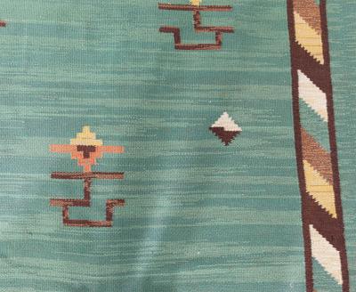 High quality Mid 20th century Swedish Green Handmade Wool Rug
