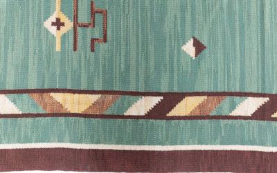 High quality Mid 20th century Swedish Green Handmade Wool Rug
