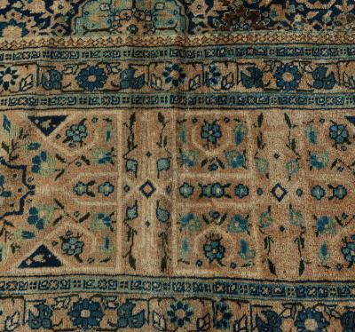 High quality Oversized Persian Tabriz Blue Beige Handmade Rug Size Adjusted 