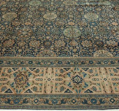 High quality Oversized Persian Tabriz Blue Beige Handmade Rug Size Adjusted 