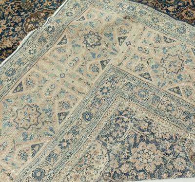 High quality Oversized Persian Tabriz Blue Beige Handmade Rug Size Adjusted 