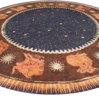High quality Round French Art Deco Rug by Paul Follot