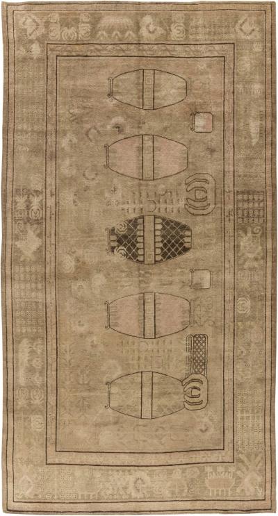 High quality Samarkand Handmade Wool Rug in Caramel and Brown
