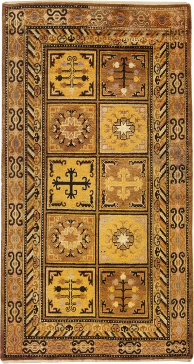 High quality Samarkand Yellow Brown Handmade Wool Rug