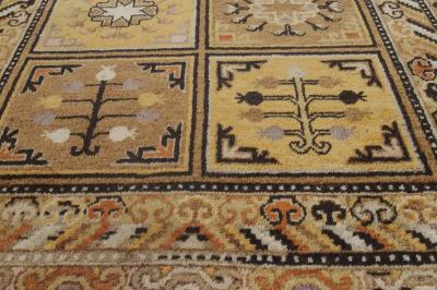 High quality Samarkand Yellow Brown Handmade Wool Rug