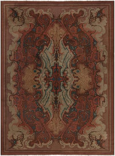 High quality Viennese Art Deco Handmade Wool Rug in Red Shades