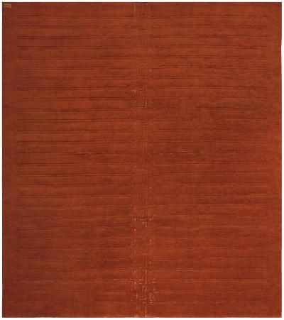High quality Vintage Art Deco Red Handwoven Wool Rug