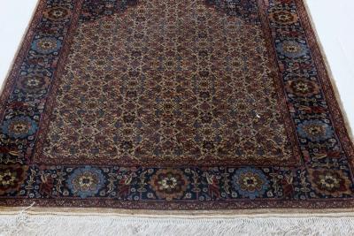 High quality Vintage Blue Brown Red and White Silk Rug