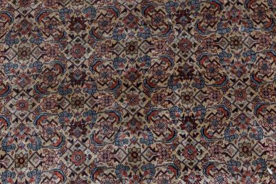High quality Vintage Blue Brown Red and White Silk Rug