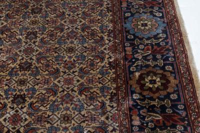 High quality Vintage Blue Brown Red and White Silk Rug