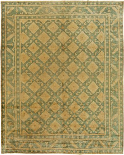 High quality Vintage Chinese Green Art Deco Rug