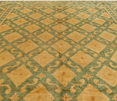 High quality Vintage Chinese Green Art Deco Rug