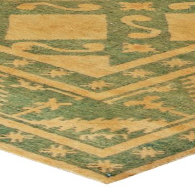 High quality Vintage Chinese Green Art Deco Rug