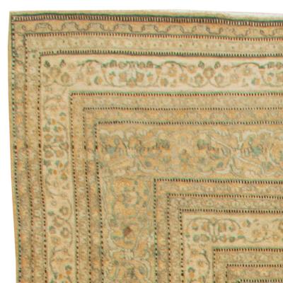 High quality Vintage Persian Khorassan Green Handmade Wool Rug