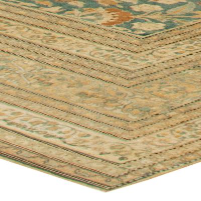 High quality Vintage Persian Khorassan Green Handmade Wool Rug