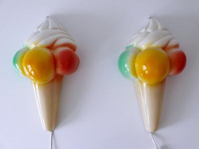 Highly Decorative Vintage Ice Cream Cone Sconces Wall Lamps Germany 1980s