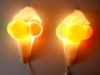 Highly Decorative Vintage Ice Cream Cone Sconces Wall Lamps Germany 1980s