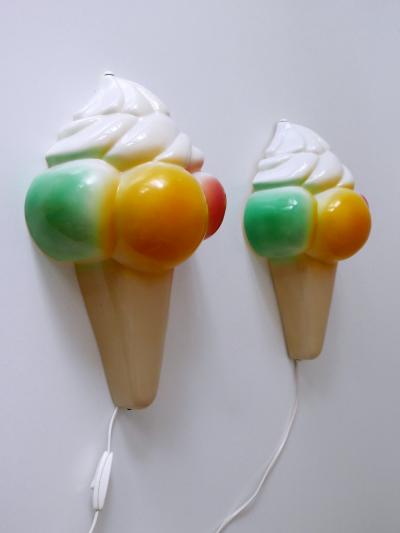 Highly Decorative Vintage Ice Cream Cone Sconces Wall Lamps Germany 1980s