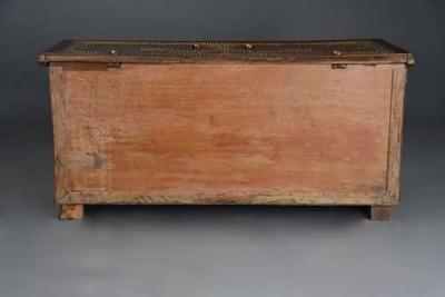 Highly decorative 19thc Zanzibar traders chest with brass decoration
