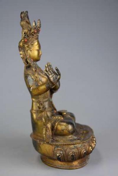 Highly decorative Chinese gilt metal Buddha