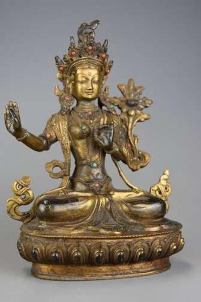 Highly decorative Chinese gilt metal Buddha