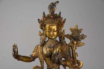 Highly decorative Chinese gilt metal Buddha