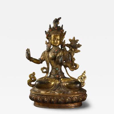 Highly decorative Chinese gilt metal Buddha