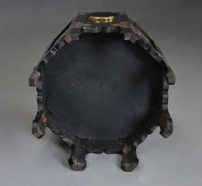 Highly decorative Oriental ebonised brass octagonal table