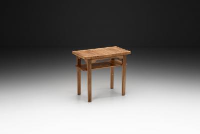 Hilding Nilsson Pine Side Table with Geometric Pattern by Hilding Nilsson Sweden 1960s
