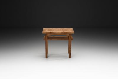 Hilding Nilsson Pine Side Table with Geometric Pattern by Hilding Nilsson Sweden 1960s