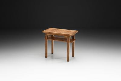 Hilding Nilsson Pine Side Table with Geometric Pattern by Hilding Nilsson Sweden 1960s