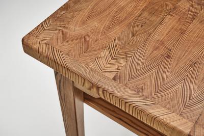 Hilding Nilsson Pine Side Table with Geometric Pattern by Hilding Nilsson Sweden 1960s