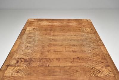 Hilding Nilsson Pine Side Table with Geometric Pattern by Hilding Nilsson Sweden 1960s