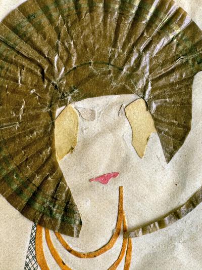 Hilla Rebay Three High Fashion Models in Avant garde Dress Cut Paper Collage