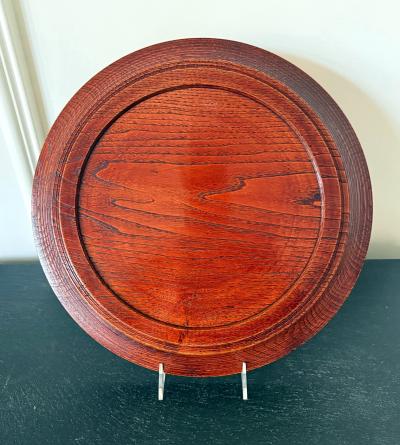 Hirao Chikuka Set of Six Large Lacquered Wood Trays with Ink Paintings by Hirao Chikuka