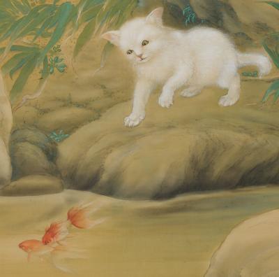 Hirose Toho Playful Cat Hirose Toho 1875 1930 Japanese scroll painting