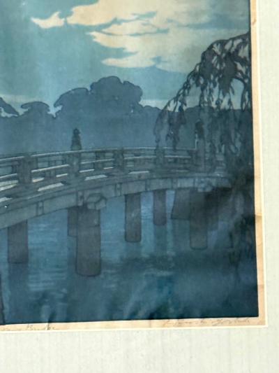 Hiroshi Yoshida Framed Japanese Woodblock Print Yoshida Hiroshi Hirakawa Bridge