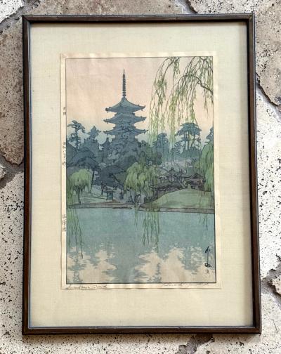 Hiroshi Yoshida Framed Japanese Woodblock Print Yoshida Hiroshi Sarusawa Pond