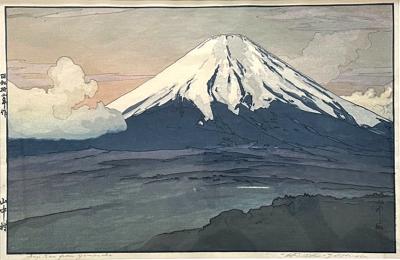 Hiroshi Yoshida Framed Japanese Woodblock Print by Hiroshi Yoshida Fuji San from Yamanaka