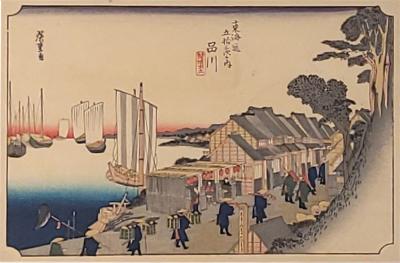 Hiroshige Woodblock Print View of Shinagawa Probably Vintage